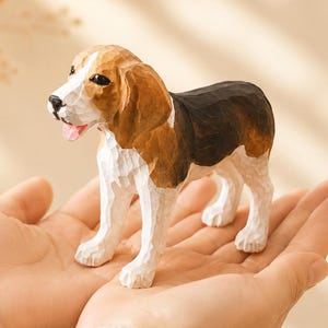 Hand Carved Beagle Figurine, Wooden Dog Statue, Beagle Lover Gift, Pet Memorial Keepsake, Rustic Home Decor