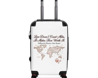 Love Doesn't Count Miles Map Suitcase | Romantic Travel Quote Luggage