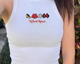 Mickey Mouse and Friend Embroidered Tank Top, Disney Fan Gift, Theme Park Outfit, Minimalist Disney Tank, Vacation Gift for Women
