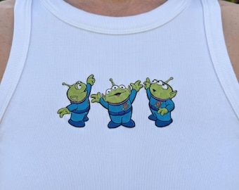 Toy Story Aliens Embroidered Tank Top, Disney Green Alien Shirt, Space Adventure Top, Disney Family Matching Outfit