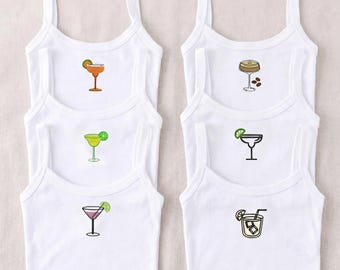 Embroidered Cocktail Tank Top, Martini Margarita Espresso Martini Shirt, Bachelorette Party Tank, Girls Trip Matching Top