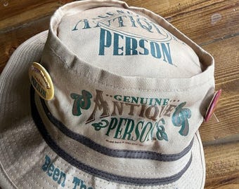 Genuine Antique Person Vintage 1993 Bucket Hat With Pins Adult Med