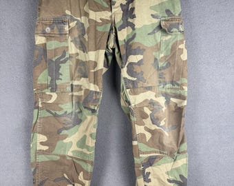 Vintage 80s U.S. Military Camo Combat Cargo Uniform Trouser Pants 34x31 Utility