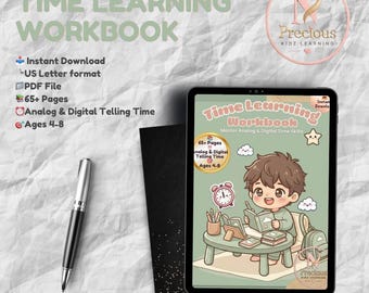 Zeitlern-Arbeitsheft für Kinder | 65+ druckbare Arbeitsblätter | Analoge & Digitale Zeit Aktivitäten | Die Zeit sagen Praktizieren | Alter 4-8 PDF