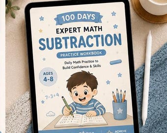 100 Tage Expert Math Substrahtion | 230+ druckbare Arbeitsblätter für Kinder im Alter von 4-8 Jahren | Digitaler Download