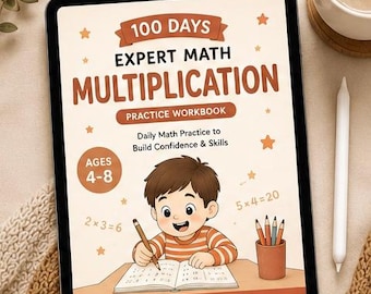 100 Tage Expert Math Multiplikation | 230+ druckbare Arbeitsblätter für Kinder im Alter von 4-8 Jahren | Digitaler Download