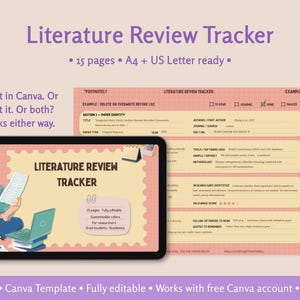 Literature Review Tracker - Editable Canva Template for Researchers