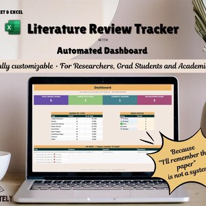 Literature Review Tracker - Google Sheets/Excel Template - Advanced Automated Template