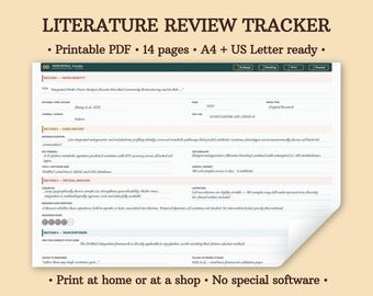Suivi de la revue de la littérature | PDF imprimable pour les chercheurs | 14 pages