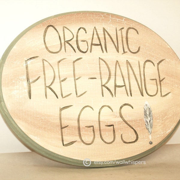 Farm Sign Organic Chicken Eggs Free Range Farmers Market Rustic Cottage Wall Decor Ad  Rural Life Primitive Style