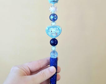 Kugelschreiber mit Kugelschreiber-Motiv, inspiriert von Schiggy | Schreibtischaccessoire mit blauem Herz-Edelstein und Strassgriff