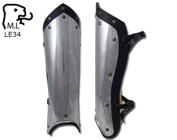 Pair Basic Leg greaves armor Medieval Warrior stainless steel Larp Ren Faire