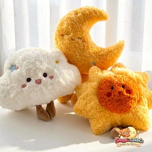 Cute Kawaii Plush Pillow Cloud Shape Rainbow Decorative Cushion Soft Cotton Filling Cozy Sleeping Pillow Character Nursery Gift Present