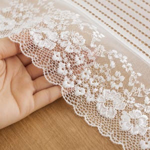 Lace Table Runner Wedding Decor Black White Lace Tablecloth Overlay Reception Table Setting Bridal Shower Party Decoration image 6