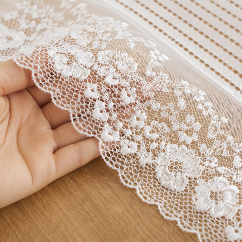 Lace Table Runner Wedding Decor Black White Lace Tablecloth Overlay Reception Table Setting Bridal Shower Party Decoration image 6