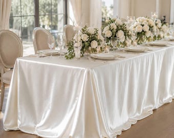 Heavyweight Satin Tablecloth Wedding Table Decor Rectangle Table Cover Event Banquet Linen Birthday Party Dining Cloth