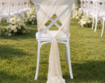 Faixa transparente para cadeira de casamento, cortina para cadeira de casamento, laço decorativo para cadeira, decoração de recepção de casamento, fita para cadeira de evento, 7,9 x 108 polegadas