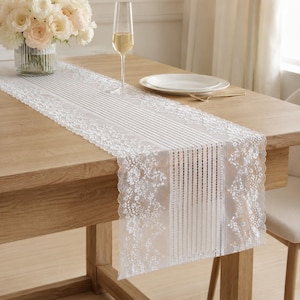 Lace Table Runner Wedding Decor Black White Lace Tablecloth Overlay Reception Table Setting Bridal Shower Party Decoration image 2