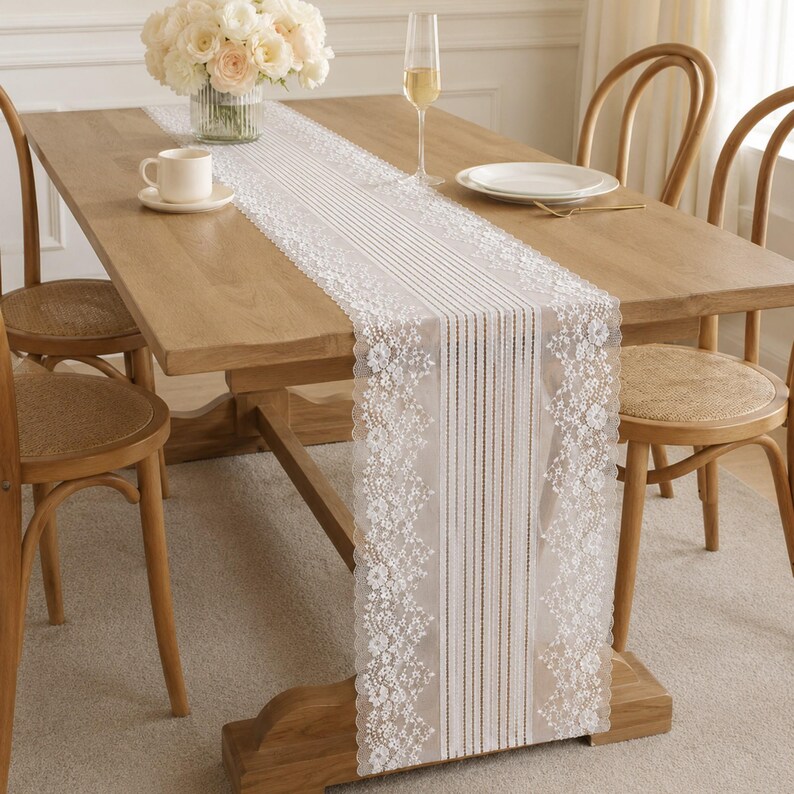 Lace Table Runner Wedding Decor Black White Lace Tablecloth Overlay Reception Table Setting Bridal Shower Party Decoration White Lace Runner