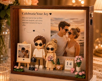 Custom Brick Figure from Photo, Personalized Couple Block Dolls, Anniversary Gift for Couple, Wedding Keepsake, Romantic Gift