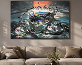 Buntes Acrylglasbild Wasserbogen | Highspeed Fotografie Modern | Farbenfrohe Wandkunst Wohnzimmer | Energie Geladenes Wasserbild Praxis