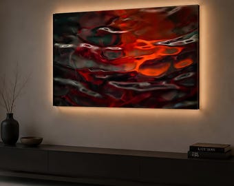 Acrylglasbild Abstraktes Wasser Wandbild Wohnzimmer Rote Wasserkunst Poster Gross Moderne Wanddeko Luxuriöse Kunst
