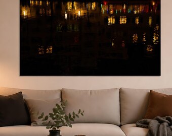 Abstraktes Wandbild Gold Schwarz, Modernes Acrylglasbild 10mm Dicke, Dunkles Poster Seidenmatt Kunst