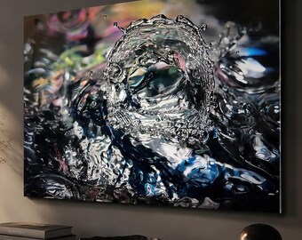 Wassertropfen Makro Fotografie, Wasserbogen Acrylglasbild & Fine Art Poster