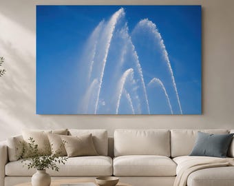 Wasserfontäne Acrylglasbild | Wellness Wandbild Blau Weiss | Poster Praxis | Romy Mueller
