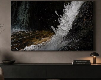 Acrylglasbild Wasserfall Wandbild Wohnzimmer Natur Fotografie Poster Gross Dynamische Wasserkunst Moderne Wanddeko Kunst