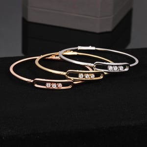 CZ Hoop Drei Diamant Armreif 18K Vergoldet Move Armband Mode Jewerly Geschenk für sie