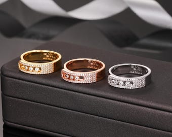 925 Silver/Yellow gold/Rose gold diamond pavé ring Move Noa