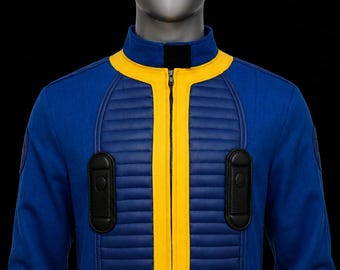 Fallout Vault 33 Blue Yellow Jacket | Inspired Cosplay Costume Jacket