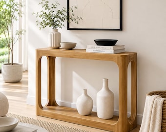 Timeless Wood Console Table Solid Wood Entryway Sofa Table Narrow Accent Table for Hallway Living Room