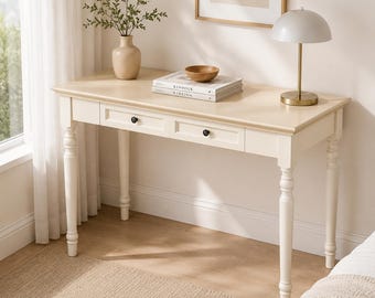 Minimalist Writing Desk Computer Table with 2 Drawers Home Office Study Desk Workspace Furniture