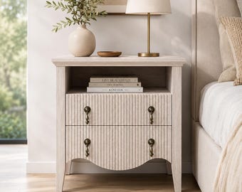 Vintage Charging Nightstand 2 Drawer Bedside Table with USB Ports Storage End Table for Bedroom
