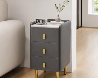 Contemporary Accent Nightstand 3 Drawer Bedside Table with Storage End Table for Bedroom Living Room