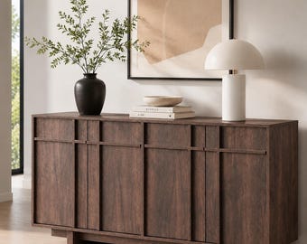 Geometric Modern Sideboard Buffet Cabinet with Doors and Drawers Storage Console Cabinet for Dining Room Living Room