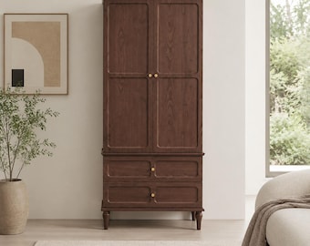 Spacious Storage Armoire Wardrobe Cabinet with Hanging Rod and Shelves Freestanding Closet Organizer for Bedroom