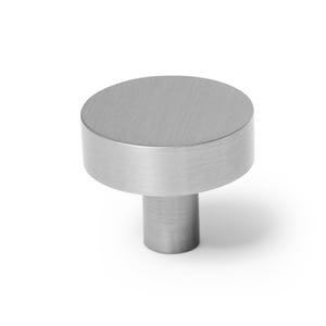 Moderner Möbelknauf aus gebürstetem Silber - minimalistischer runder Schubladenknauf