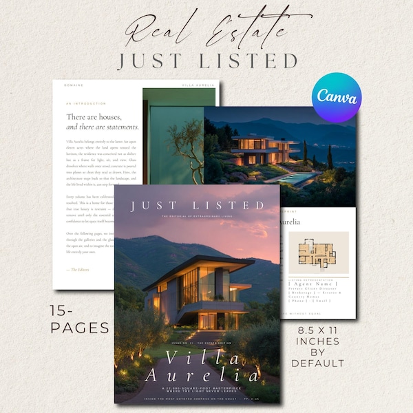 Modern Real Estate Property Brochure Luxury Listing Brochure Canva Template Real Estate Listing Presentation Real Estate Magazine Template