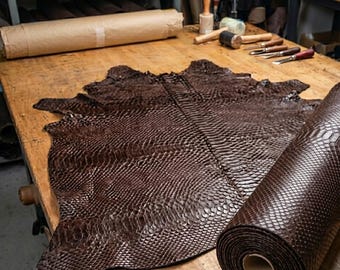 Piel de serpiente repujada, cuero genuino para bolsos, carteras, zapatos y manualidades.