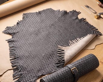 Luxury Handwoven Leather Hide | in 3 colors | Genuine Braided Leather for Crafting Anything