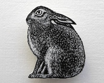 Hare Brooch, hare pin, badge, Lepus, warm leveret