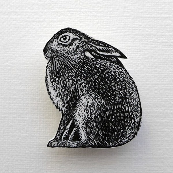 Hare Brooch, hare pin, badge, Lepus, warm leveret