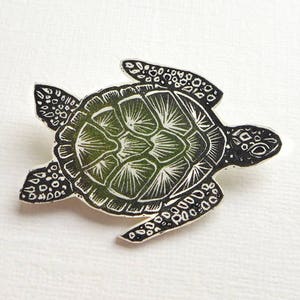 Turtle Brooch, sea turtle pin badge