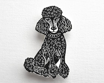 Poodle Brooch, dog pin badge, pretty poodle, dog badge, handmade in the UK