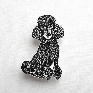 Poodle Brooch, dog pin badge, pretty poodle, dog badge, handmade in the UK image 1