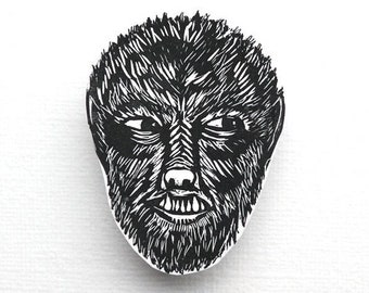 Wolfman badge, werewolf brooch, lycanthrope pin