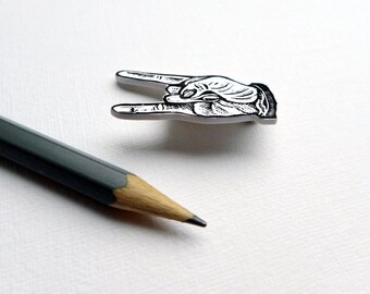Sign of the Horns Badge, Hand Gesture Badge, Hand Pin, Hand Sign